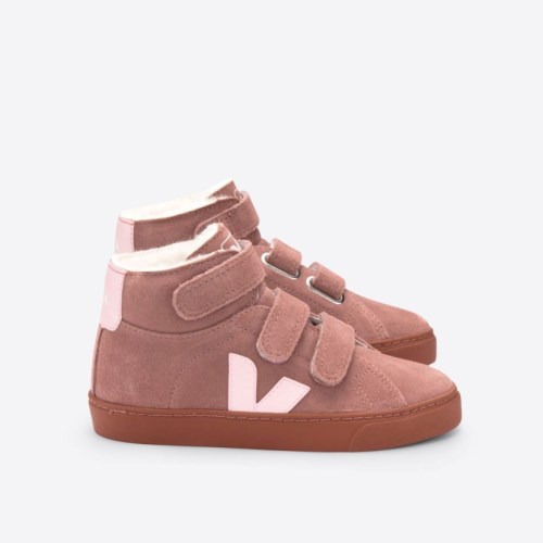 Veja Esplar Mid Fured Suede Kids Trainers Brown UK 86979